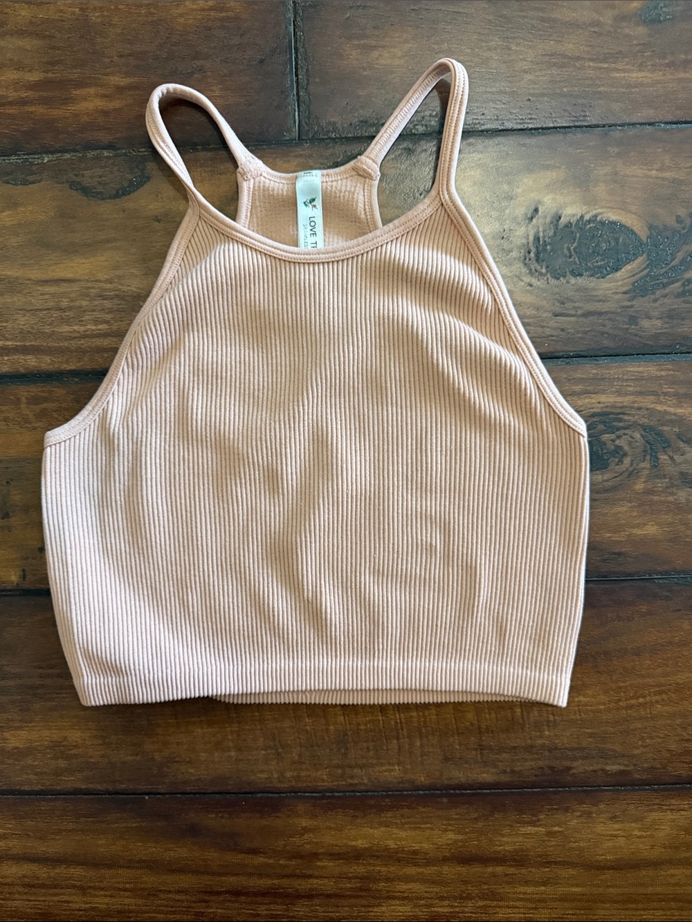Love Tree Ribbed Crop Tank Top - Blush